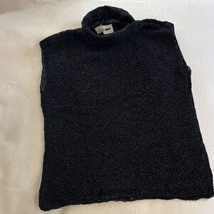 DKNY Textured Black Knit Top